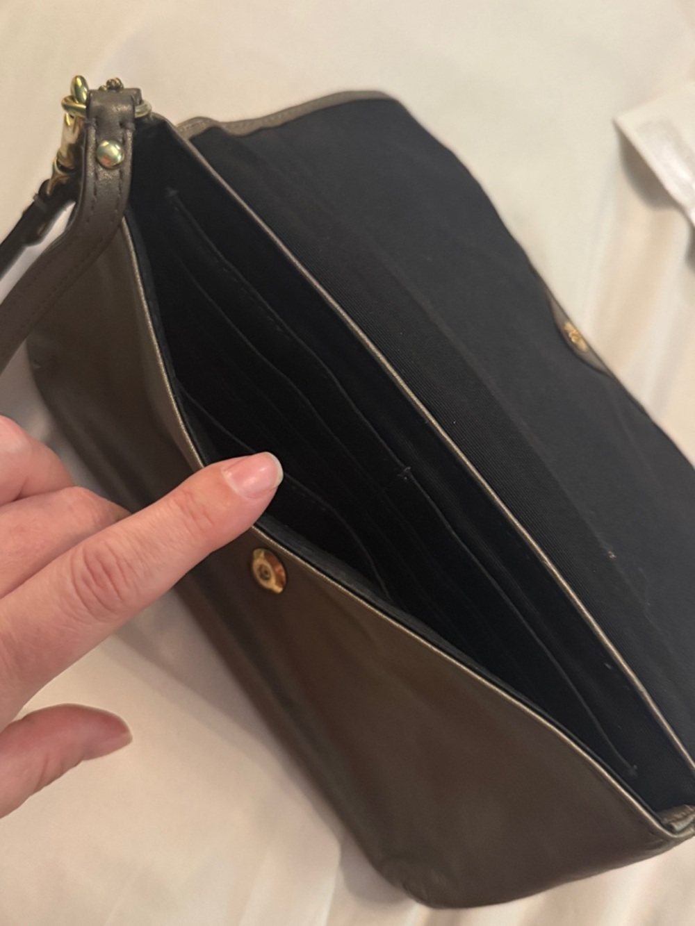 Coach Gold Leather Wristlet Clutch with Gold Hardware - Picture 4 of 6